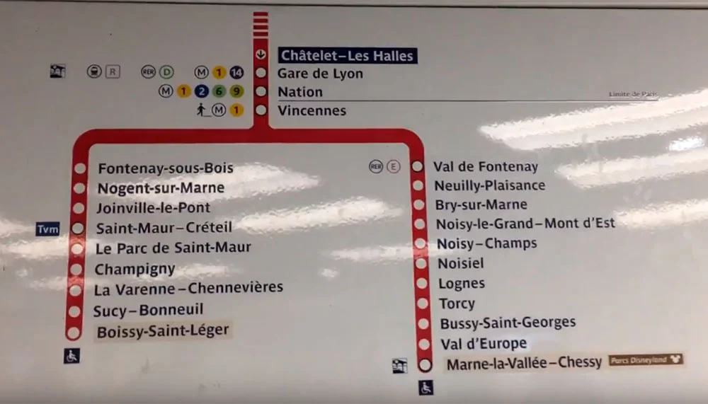 Tarifa do RER entre o Centro de Paris e a Disneyland® Marne La
