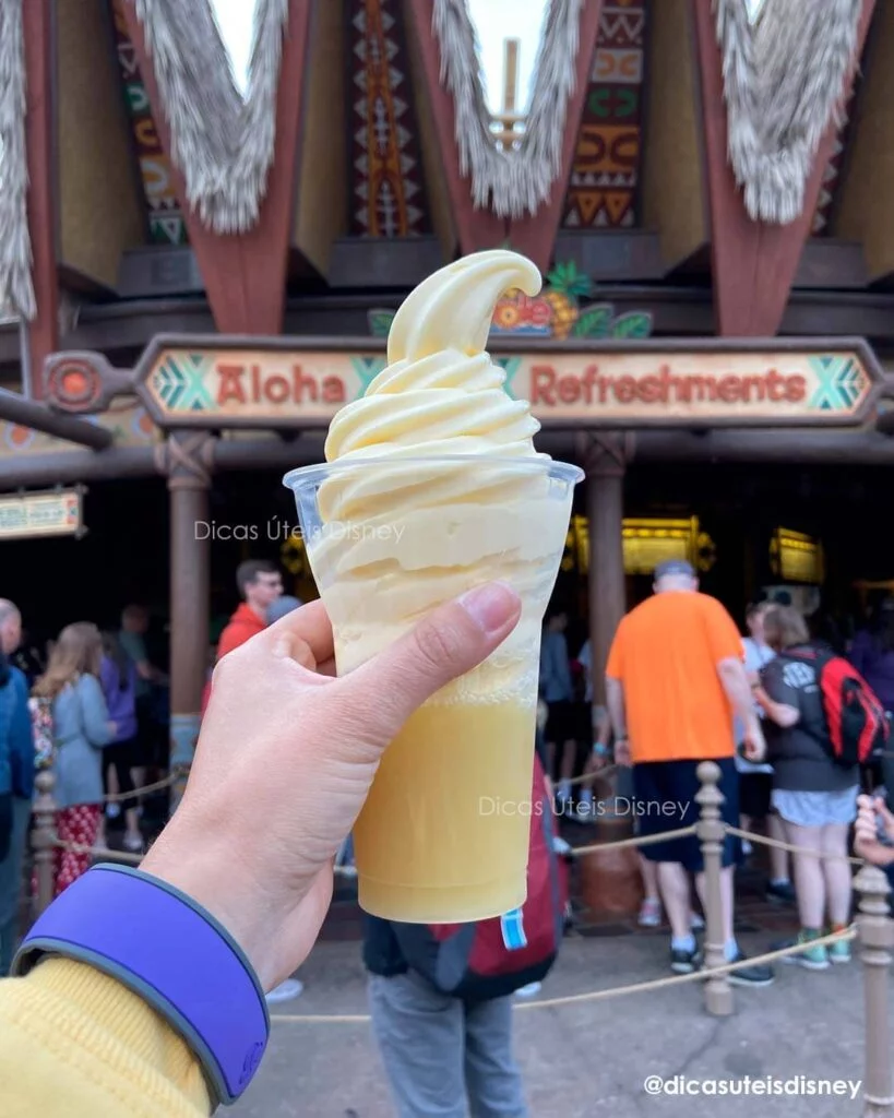 Como é a área Adventureland do parque Magic Kingdom Pineapplefloat Aloha Isle